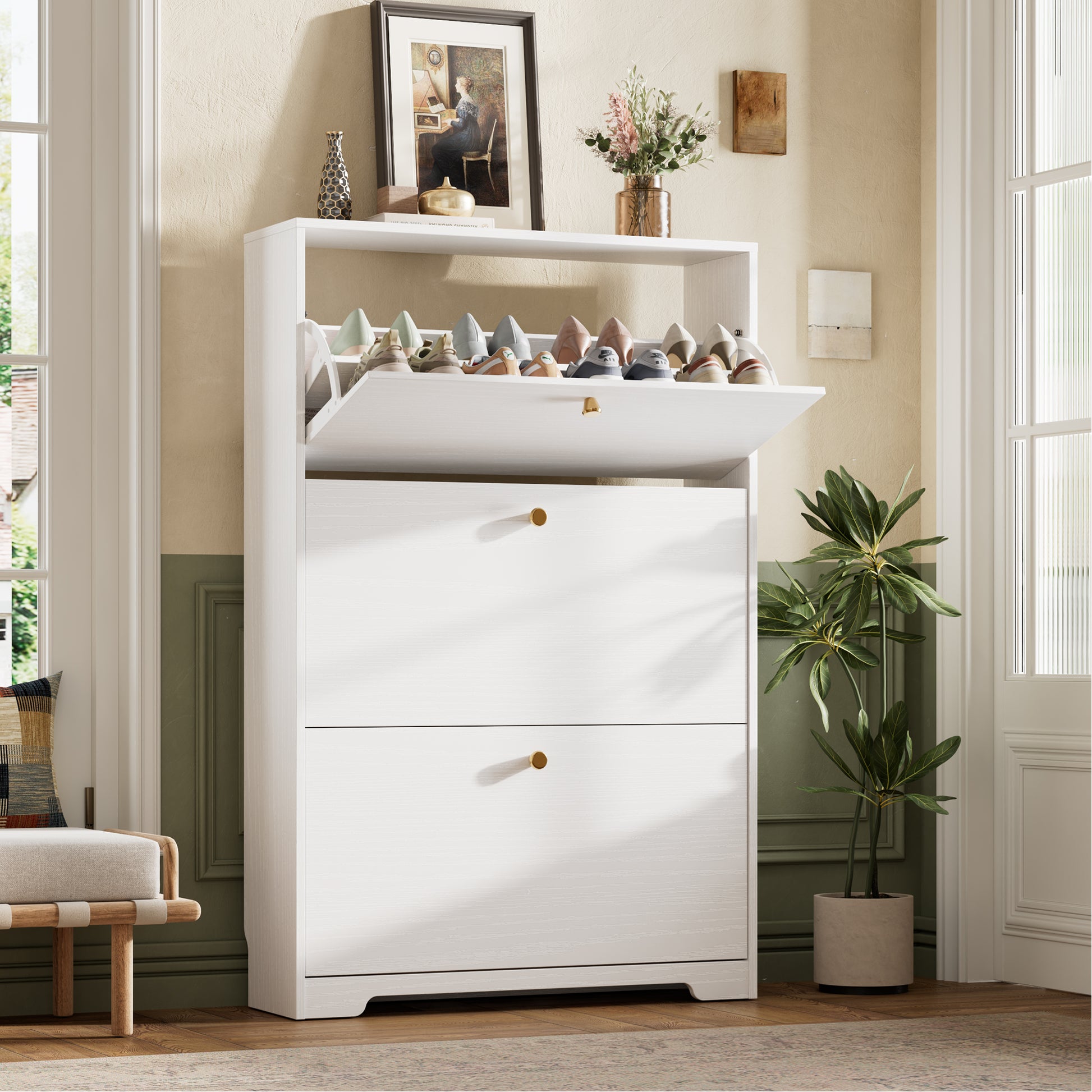 Nicetree 3-Door Shoe Cabinet - White