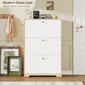 Nicetree 3-Door Shoe Cabinet - Natural Oak & White