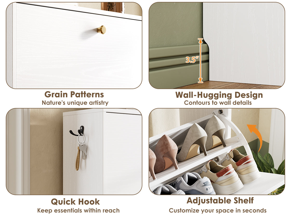 Nicetree 2-Drawer Shoe Cabinet - White