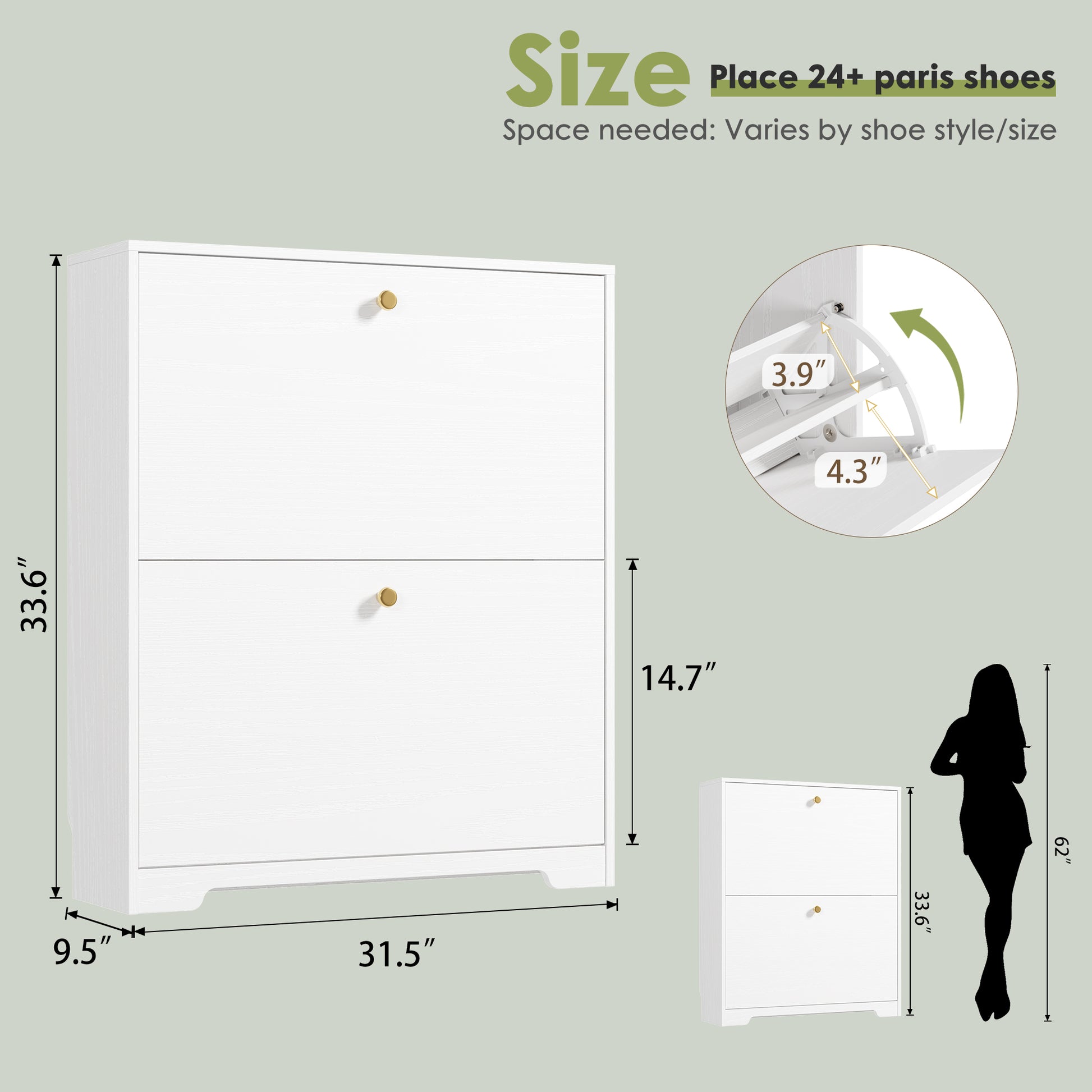 Nicetree 2-Drawer Shoe Cabinet - White