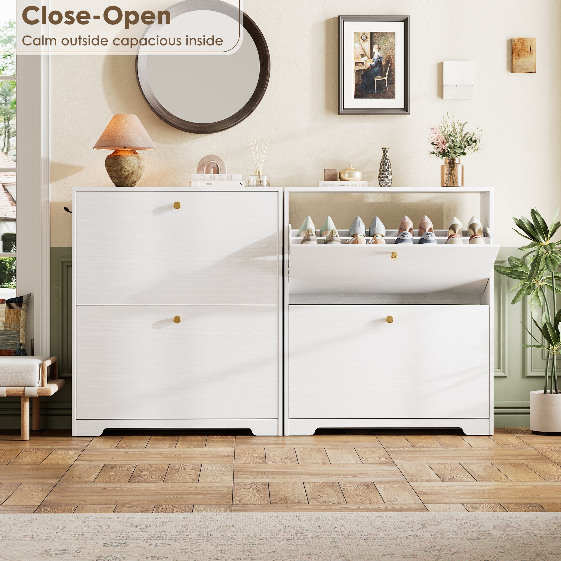 Nicetree 2-Drawer Shoe Cabinet - White