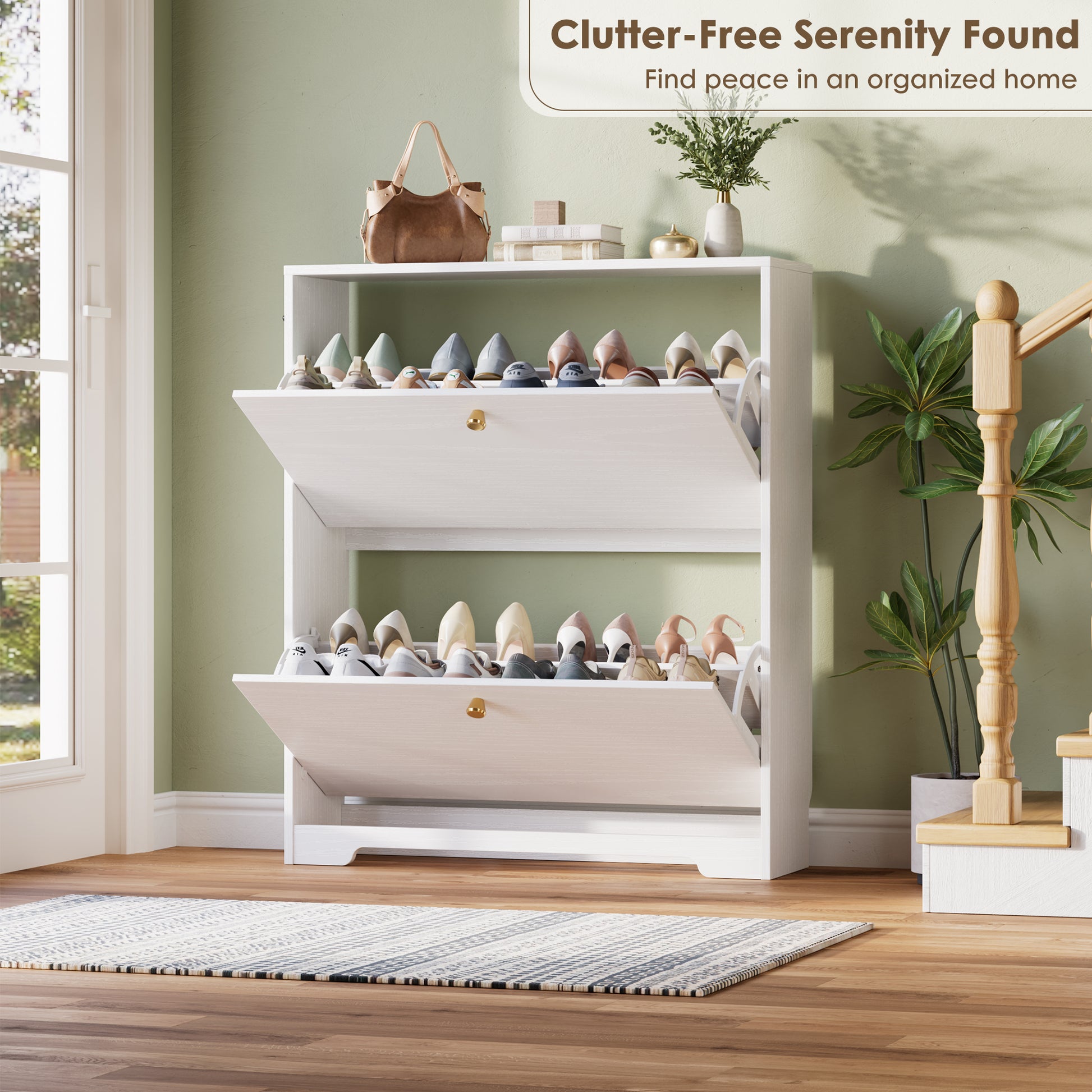 Nicetree 2-Drawer Shoe Cabinet - White