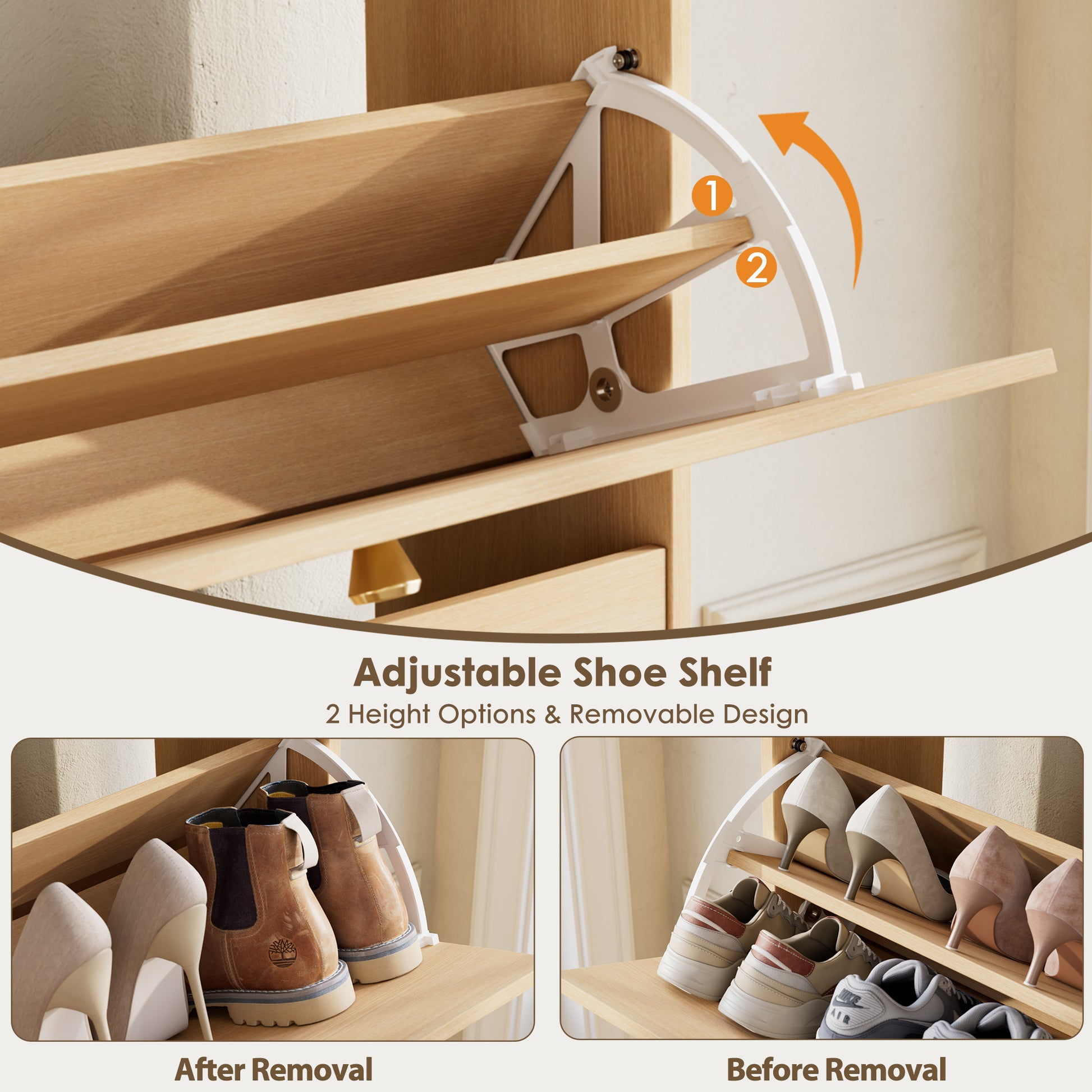 Nicetree 2-Drawer Shoe Cabinet - Natural Oak