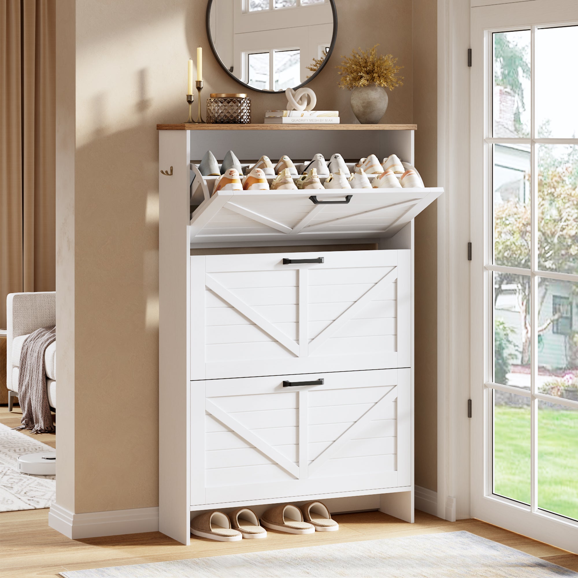 Nicetree Shoe Storage Organizer with 3 Flip Drawers